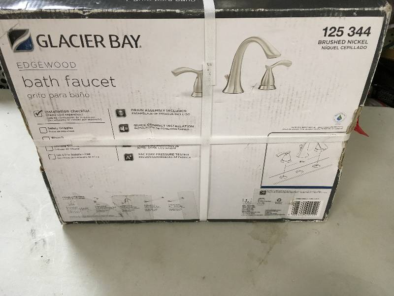Glacier Bay Edgewood 8 in. Widespread 2-Handle High Arc Bathroom Faucet in Brushed Nickel New