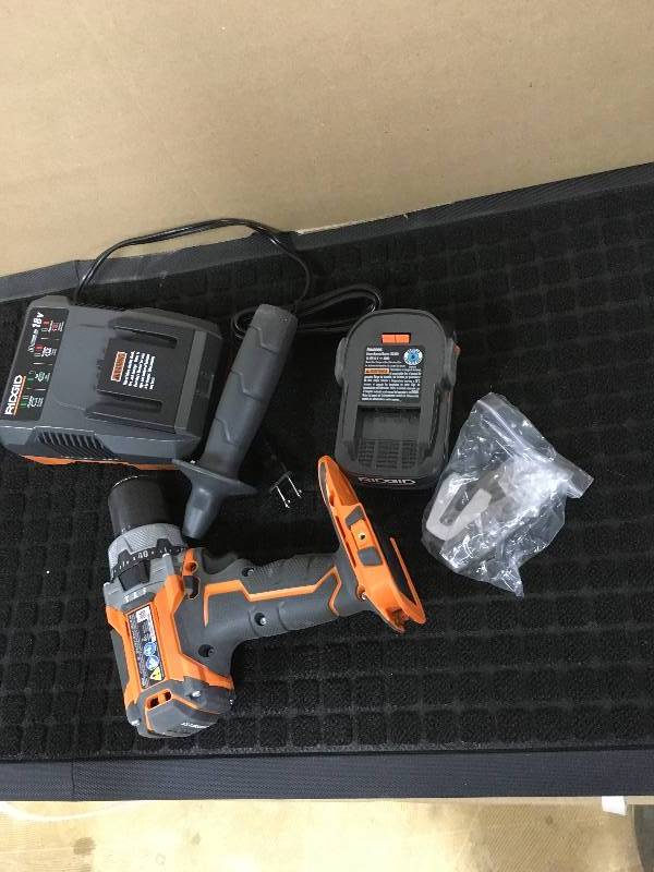 Ridgid 18-Volt Lithium-Ion Cordless Brushless Hammer Drill Kit open box never used