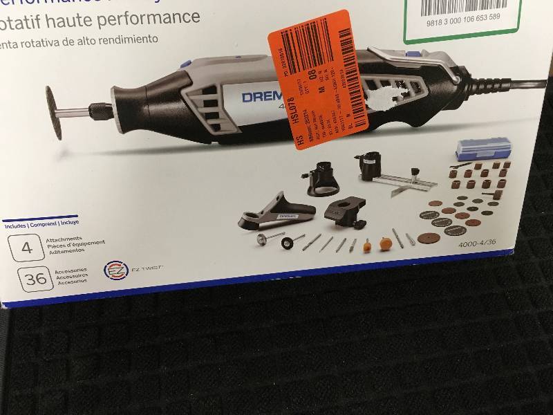 Dremel 4000 Series 1.6 Amp Corded Variable Speed High Performance Rotary Tool Kit with 36 Accessories and a Case open box never used