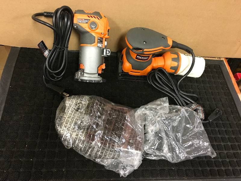 Ridgid 5.5 Amp Corded Compact Router  & Corded Sander open box never used