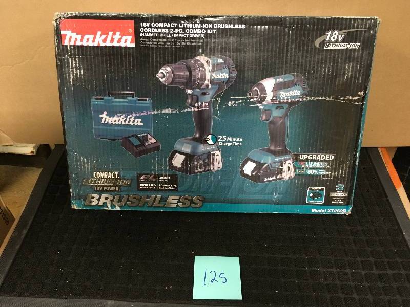 Makita 18 Volt Lithium-Ion Brushless Cordless 2-Piece Combo Kit (Hammer DrillImpact Driver) in like New working conditions