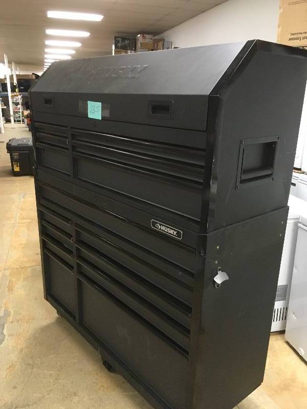 Husky 52 in. W 20 in. D 15-Drawer Tool Chest and Cabinet, Textured Black open box never used