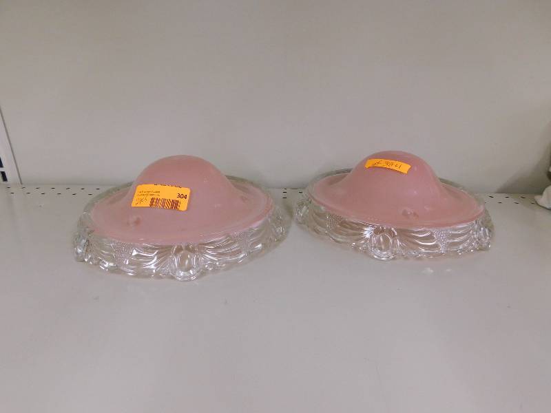 PAIR OF VINTAGE LIGHT FIXTURE SHADES