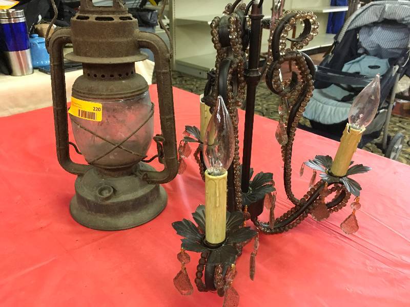 VINTAGE LANTERN AND LIGHT FIXTURE