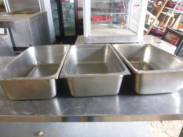 lot 90 image: 3 Full Size Steam Pans