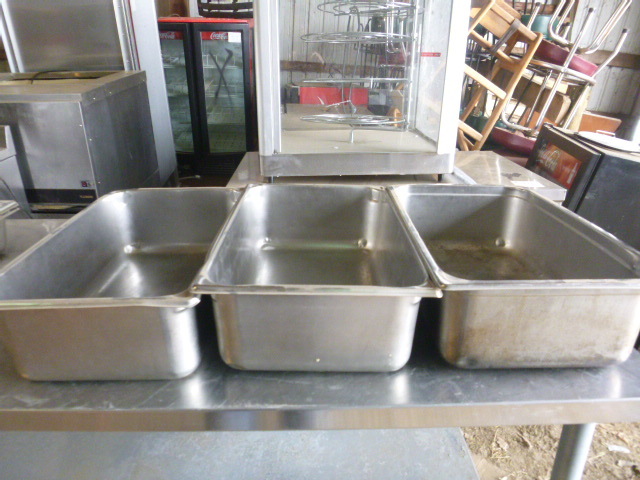 lot 91 image: 3 Full Size Steam Pans