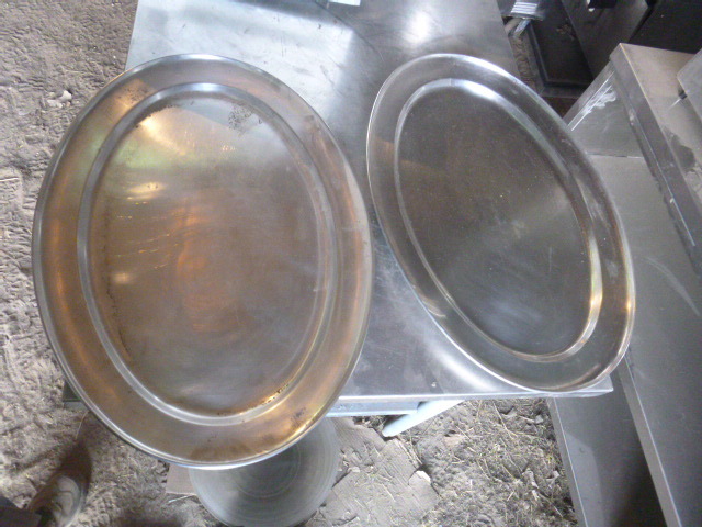 lot 110 image: 2 Stainless Steel Serving Platters