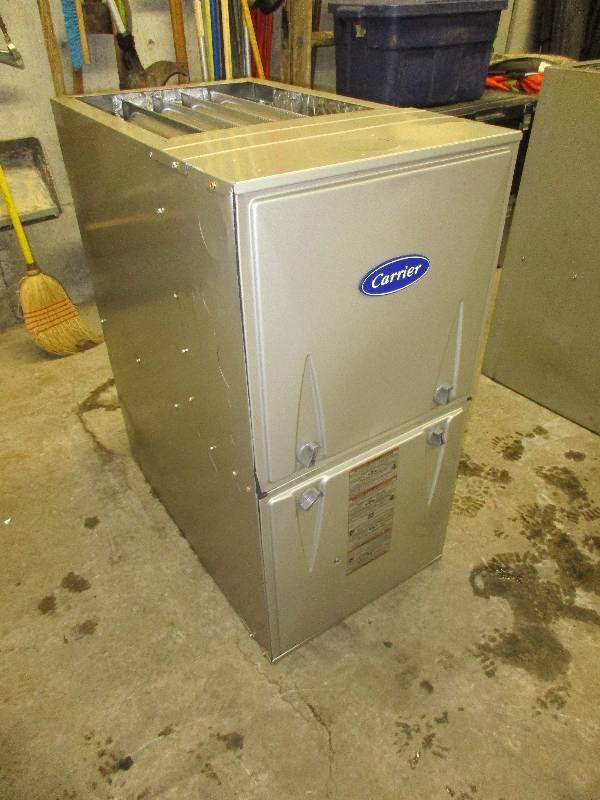 lot 1 image: Carrier furnace. 80000 BTU. Model 5...