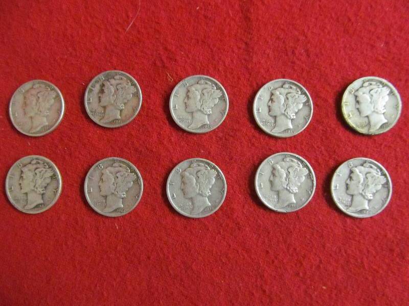 lot 6 image: Mercury dimes