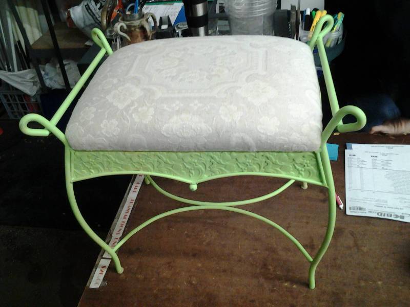 lot 37 image: Painted Wrought Iron Stool 23x15x20
