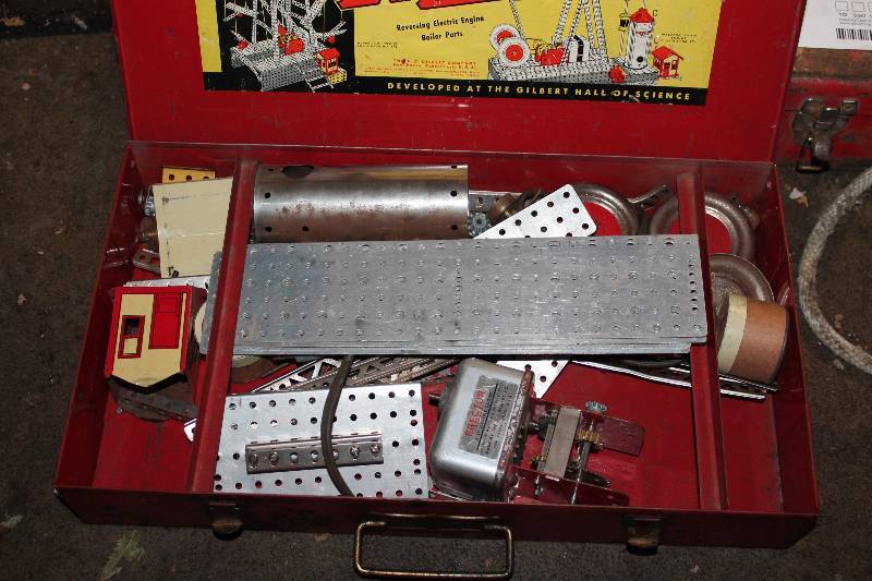lot 37 image: Vintage Erector Tin Toy Set with Electric Engine, Untested