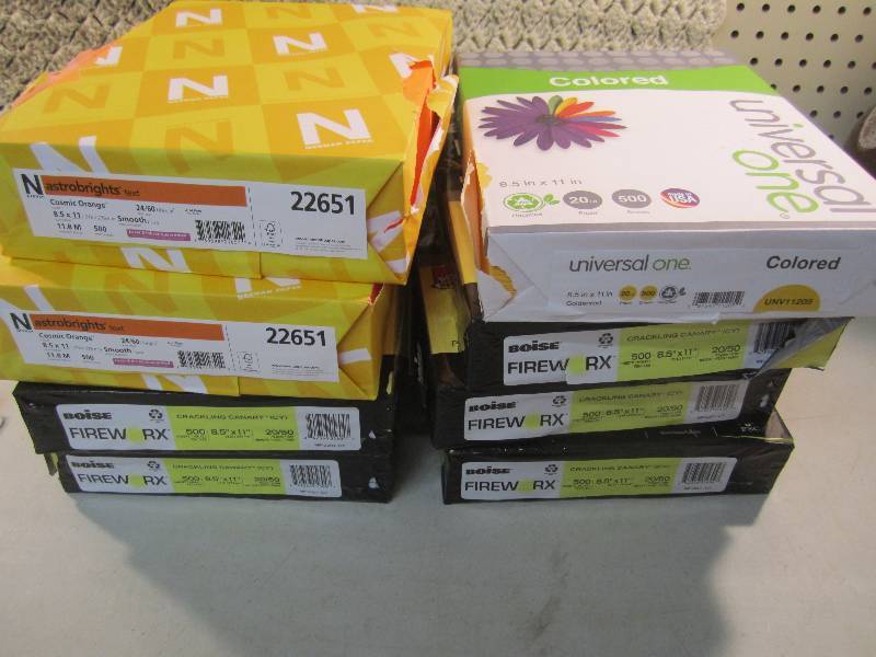 lot 54 image: Lot of 8 Reams of Colored Printer P...
