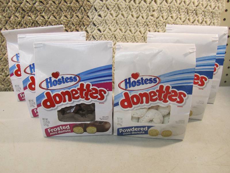lot 129 image: Lot of 6 Bags Hostess Mini Donuts 3...