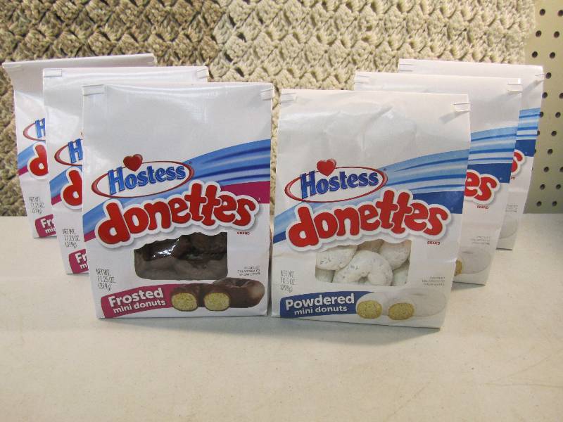 lot 130 image: Lot of 6 Bags Hostess Mini Donuts 3...