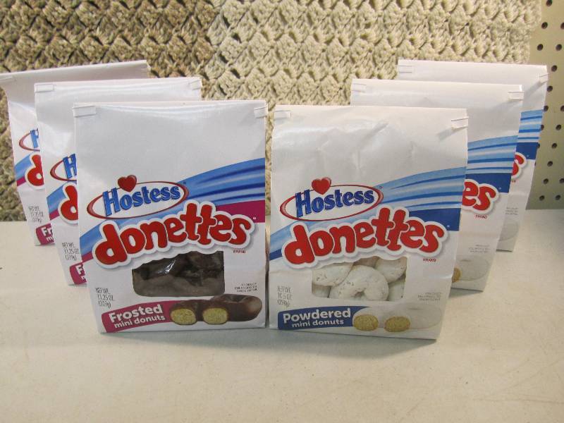 lot 131 image: Lot of 6 Bags Hostess Mini Donuts 3...