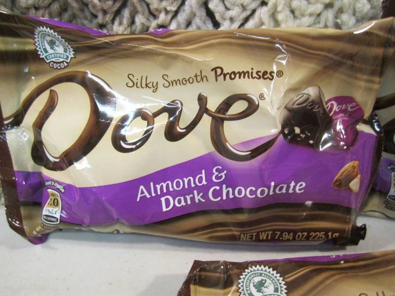 lot 188 image: 3 Bags of Dove Almond and Dark Choc...