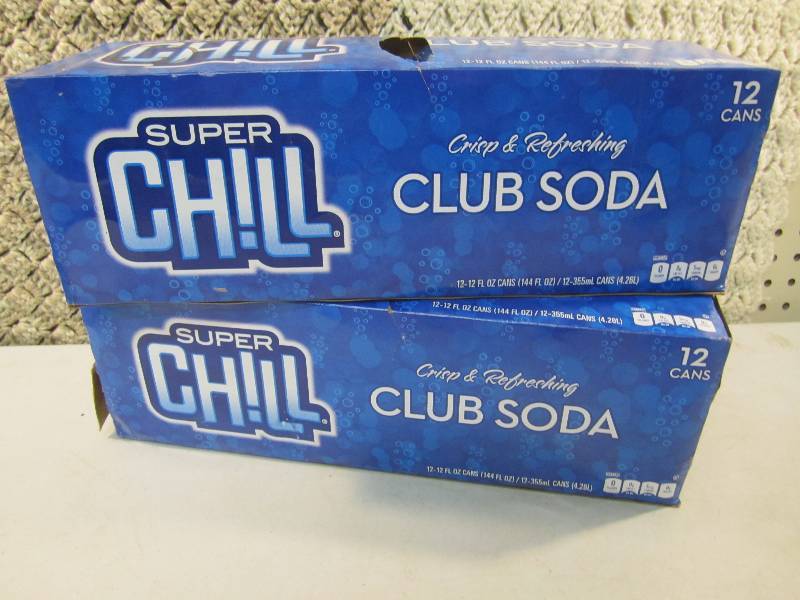 lot 195 image: 2 - 12 Packs Super Chill Club Soda ...