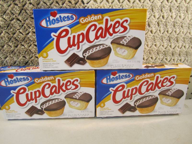 lot 227 image: 3 Boxes Hostess Golden Cup Cakes Be...