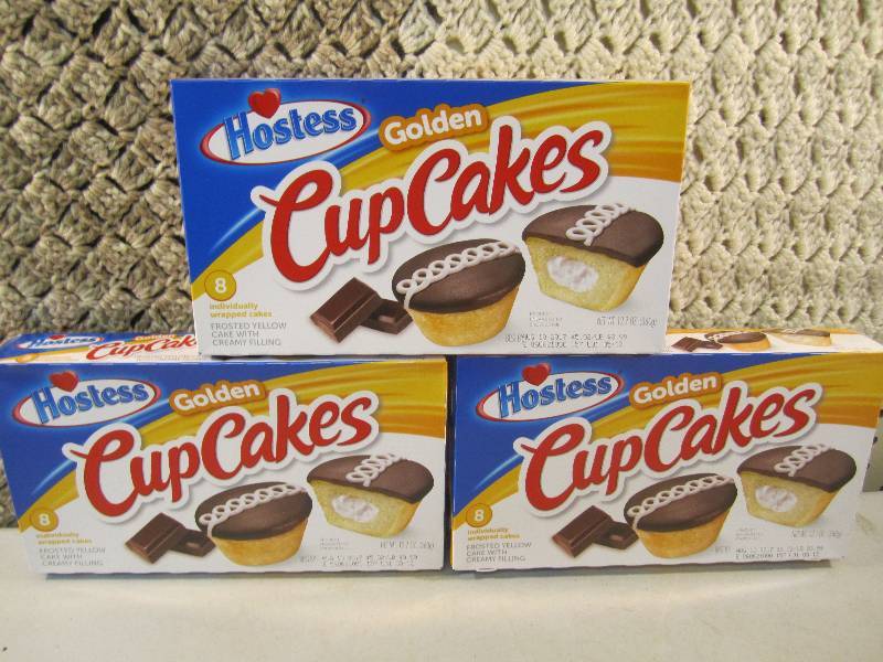 lot 229 image: 3 Boxes Hostess Golden Cup Cakes Be...