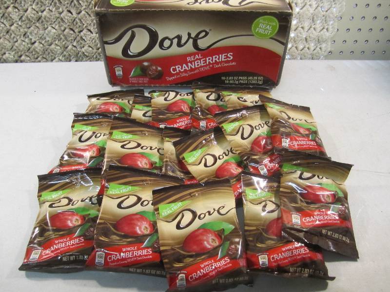 lot 247 image: Box of 16 Bags Dove Dark Chocolate ...