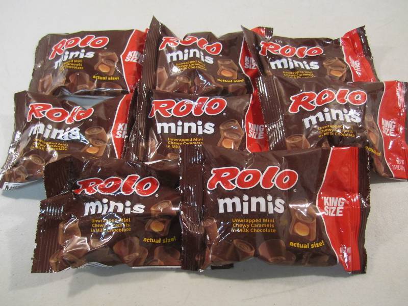 lot 249 image: Lot of 8 Bags Rolo Minis Chewy Cara...