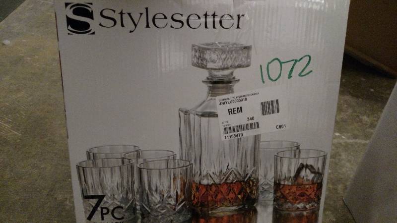 lot 1072 image: Denmark 32-Oz. Glass Solid BeverageDecanter Set of 7