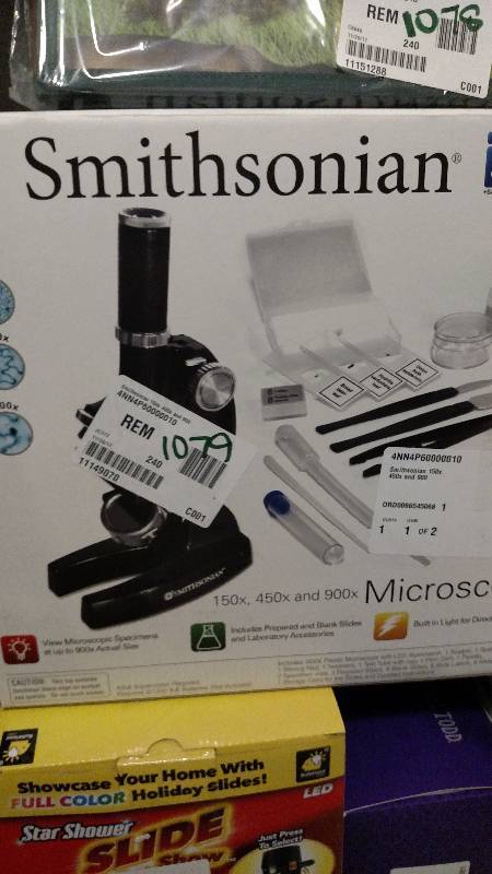 lot 1079 image: Smithsonian 150x, 450x and 900x Microscope Kit