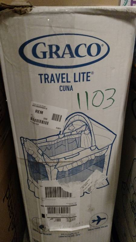 lot 1103 image: Graco Winslet TravelLite Portable CribPlay Yard with Bassinet