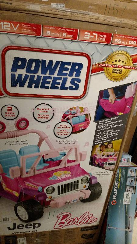 lot 1158 image: Power Wheels 12V Barbie Jammin Jeep Wrangler Ride-On