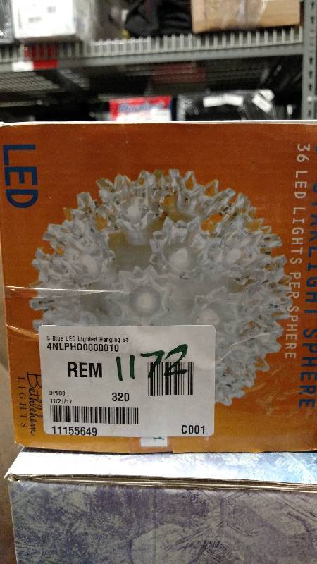 lot 1172 image: 5 Blue LED Lighted Hanging Starlight Sphere Ball Christmas Decoration