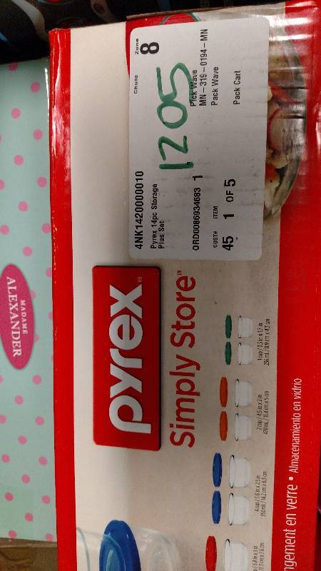 lot 1205 image: Pyrex 14pc Food Storage Set