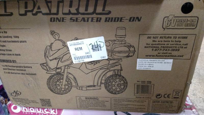lot 1240 image: Kid Motorz Lil Patrol 6V Motorcycle Ride-On