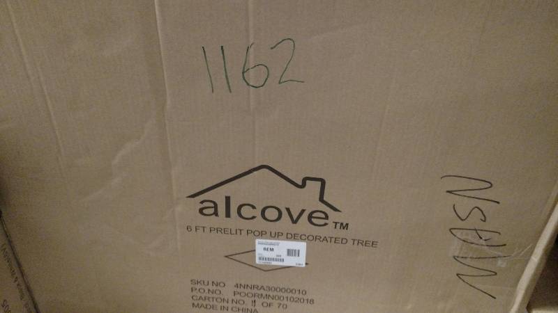 lot 1162 image: alcove 6 Prelit Pop-Up Decorated Christmas Tree with WhiteSilver Decor