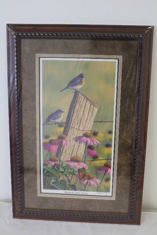 lot 186 image: BirdsWildflowers Print