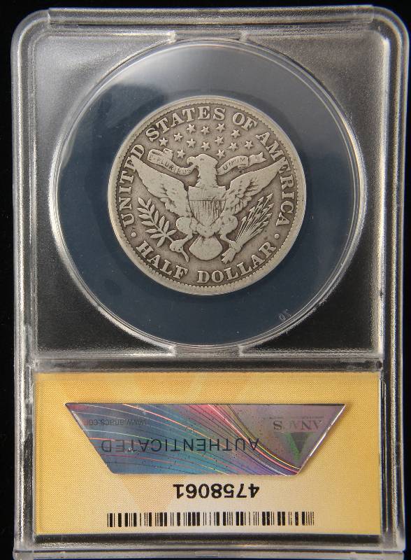 1915 BARBER SILVER HALF DOLLAR VG8 ANACS