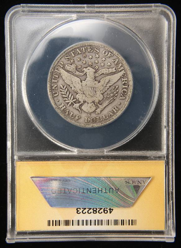 1915-S BARBER SILVER HALF DOLLAR VG10 ANACS