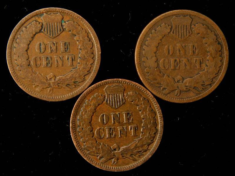 GROUP OF 3 INDIAN HEAD CENTS 1878, 1883, & 1899