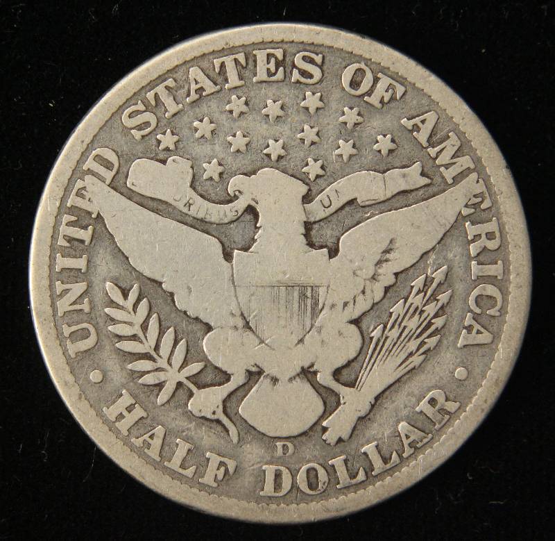 1908-D BARBER SILVER HALF DOLLAR