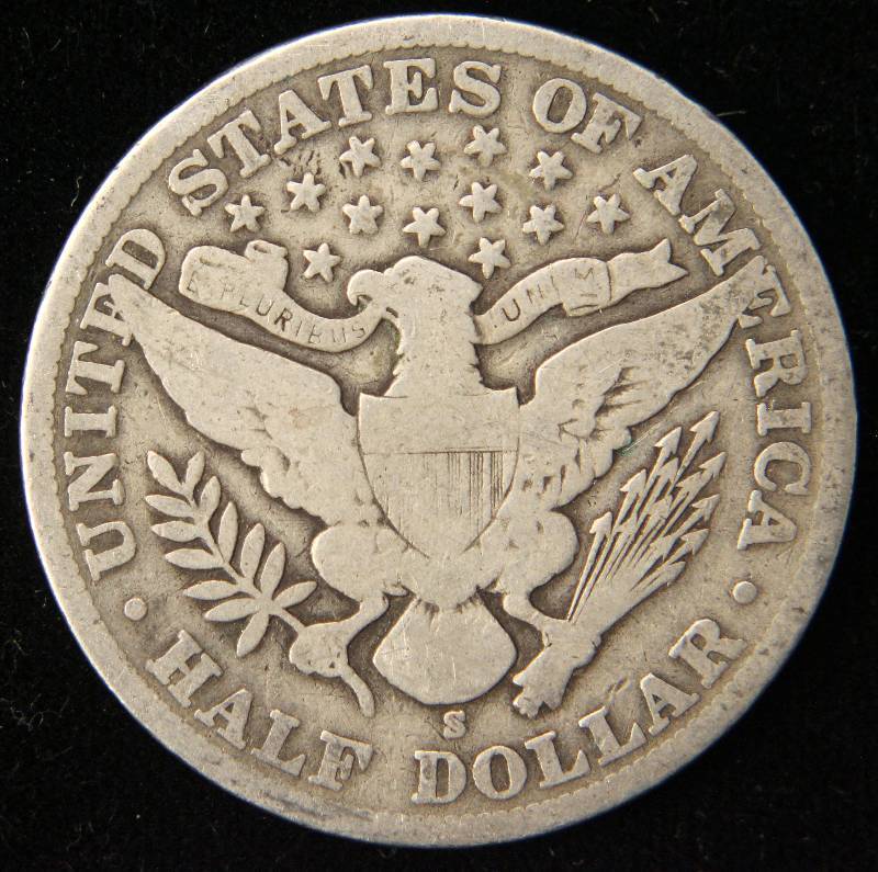 1908-S BARBER SILVER HALF DOLLAR