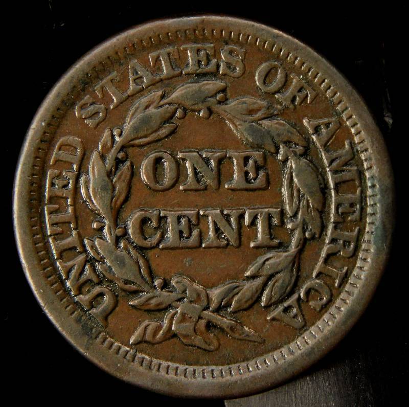 1853 BRAIDED HAIR LARGE CENT XF