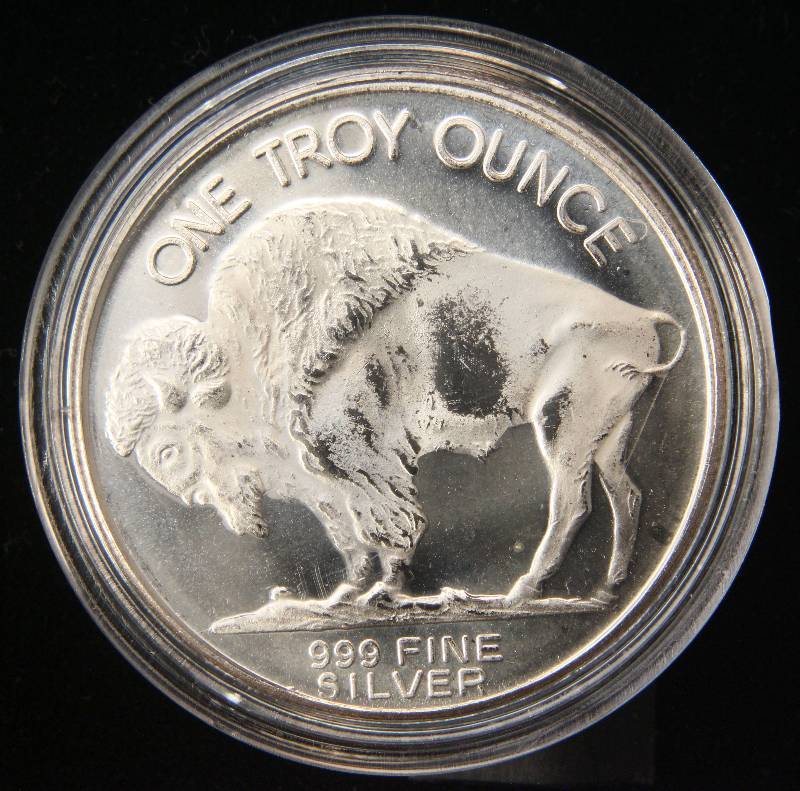 1 TROY OZ. .999 FINE SILVER INDIAN BUFFALO ROUND IN AIRTITE