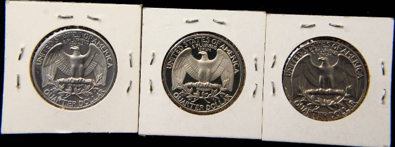 GROUP OF 3 PROOF WASHINGTON QUARTERS 1972-S, 1979-S(type 1), & 1977-S