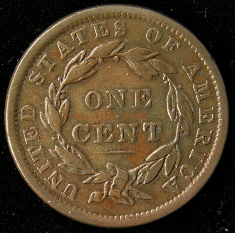 1838 CORONET LARGE CENT VF