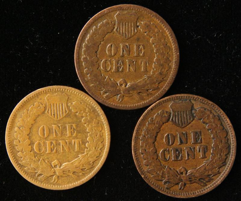 GROUP OF 3 INDIAN HEAD CENTS 1897, 1903, & 1905