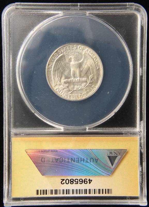 1944-S WASHINGTON SILVER QUARTER MS65 ANACS