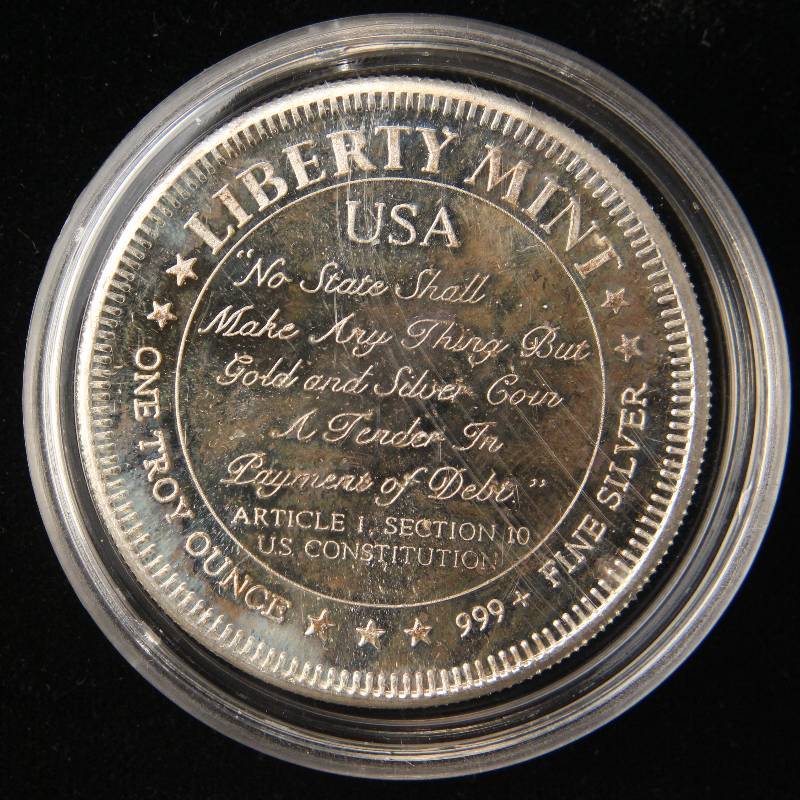 1 TROY OZ. .999 FINE SILVER LIBERTY MINT NO STATE SHALL... IN AIRTITE