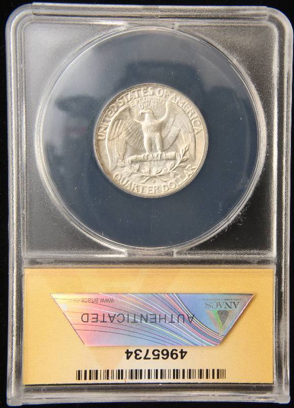 1951-D WASHINGTON SILVER QUARTER MS64 ANACS