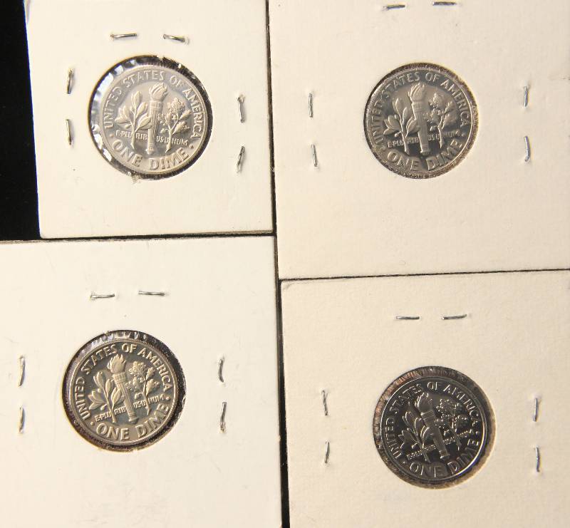 4 PROOF ROOSEVELT DIMES 1970S, 1979S, 1982S, 1988S