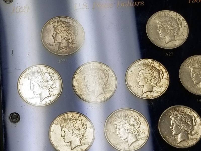 COMPLETE PEACE DOLLAR SET 1921-1935 MOSTLY AU-UNC