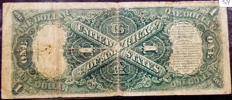 1917 US LARGE SIZE $1 SAWHORSE REVERSE LEGAL TENDER NOTE